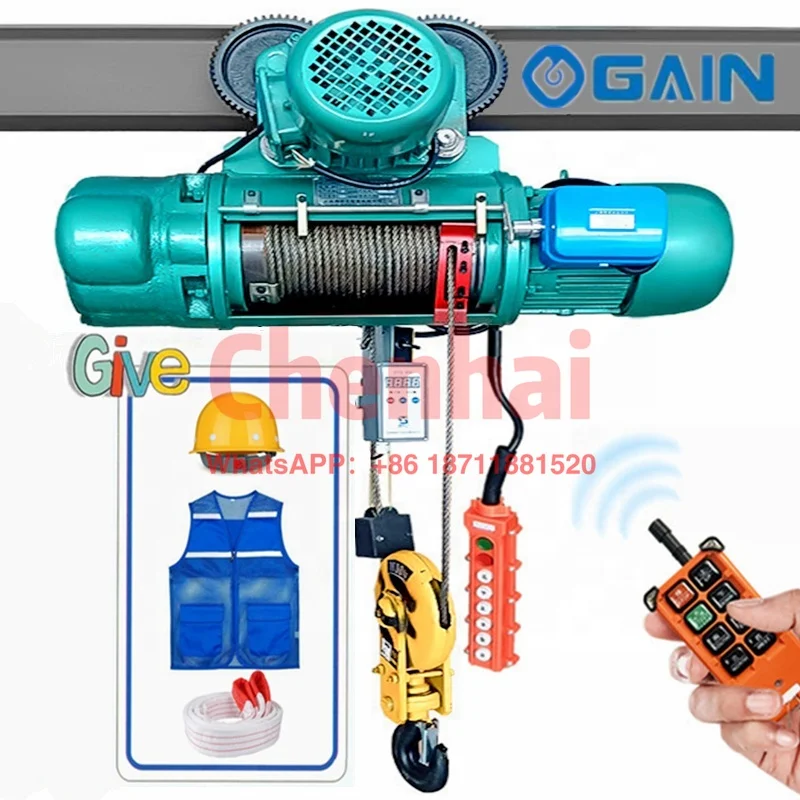 

5 2 1 10 3 ton chain CD1 MD1 rope wire mini winch lift small wireless remote crane with trolley control electric hoist