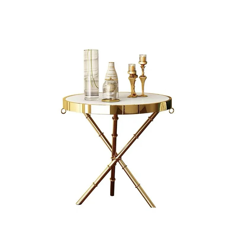 

Titanium marble side table sofa side table living room household small coffee table rock slab three inclined tube small tea