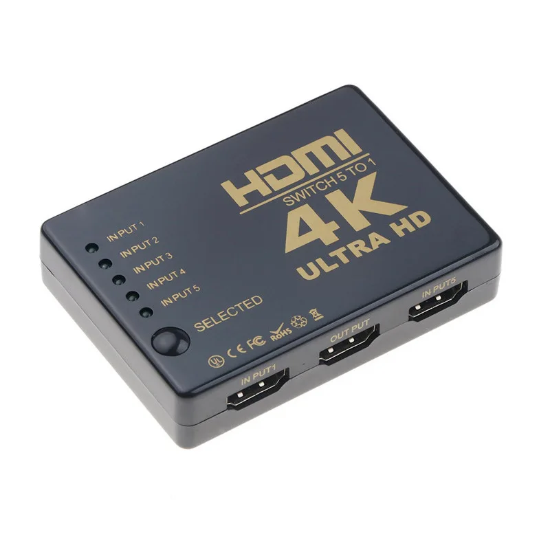 HDMI-compatible Switcher 4K 1080P 5x1 3x1 Switch Selector 5 in 1 out Video Splitter With Remote Controlle for  PC Loptop HDTV