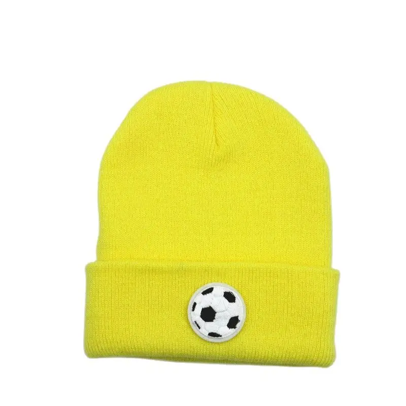 

Football Embroidery Thicken Knitted Hat Winter Warm Hat Skullies Cap Beanie Hat for Men and Women 213