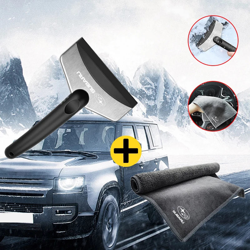 Car Snow Brush Cleaning Shovel Glass Ice Scrapers Drying Cloth Towel for Subaru Forester XV Outback Impreza Legacy STI WRX BRZ