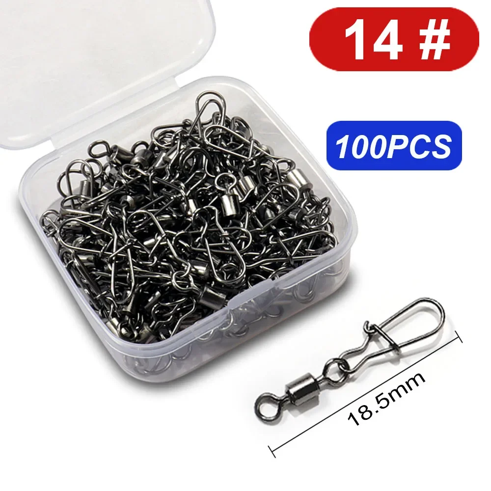 100 teile/schachtel Schwenk Snap Pin Rolling Ring Angelgerät Box Schnalle Haken Kit Draht Stecker Drehen Lager Pesca 35 -100 stücke Getriebe