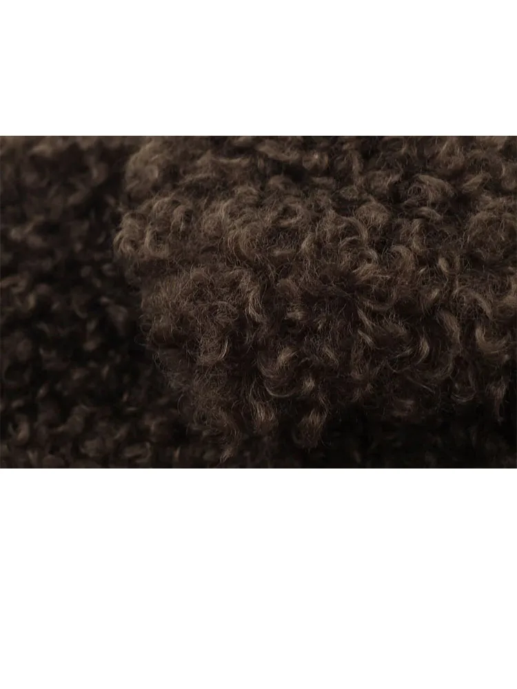 

HH женские новые зимние куртки из синтетического флиса с длинными рукавами и лацканами на молнии женские свободные модные короткие куртки для отдыха в уличном стиле