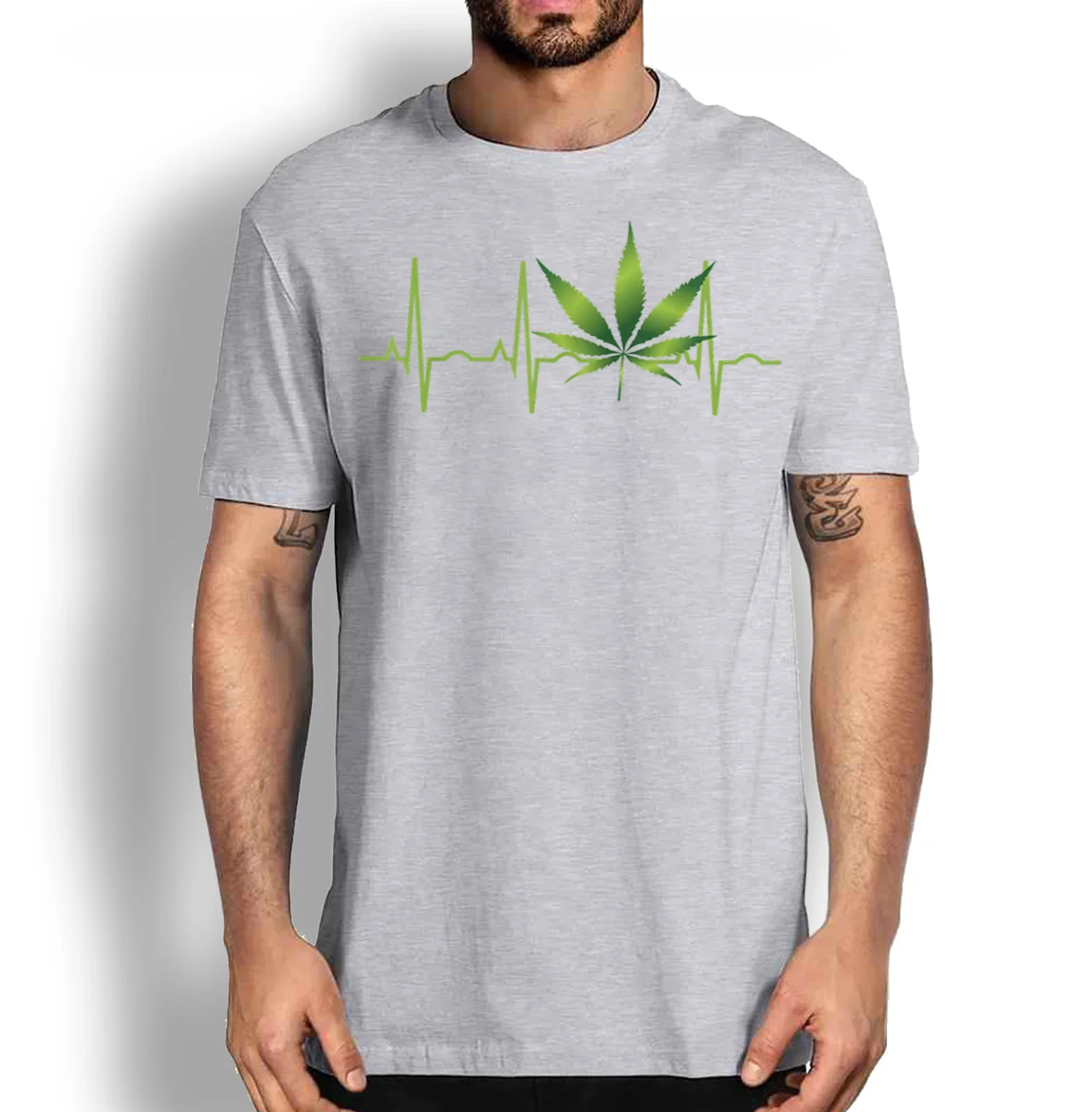 

Funny Marijuana Leaf Heartbeat Gift T-Shirt. Summer Cotton Short Sleeve O-Neck Mens T Shirt New S-3XL
