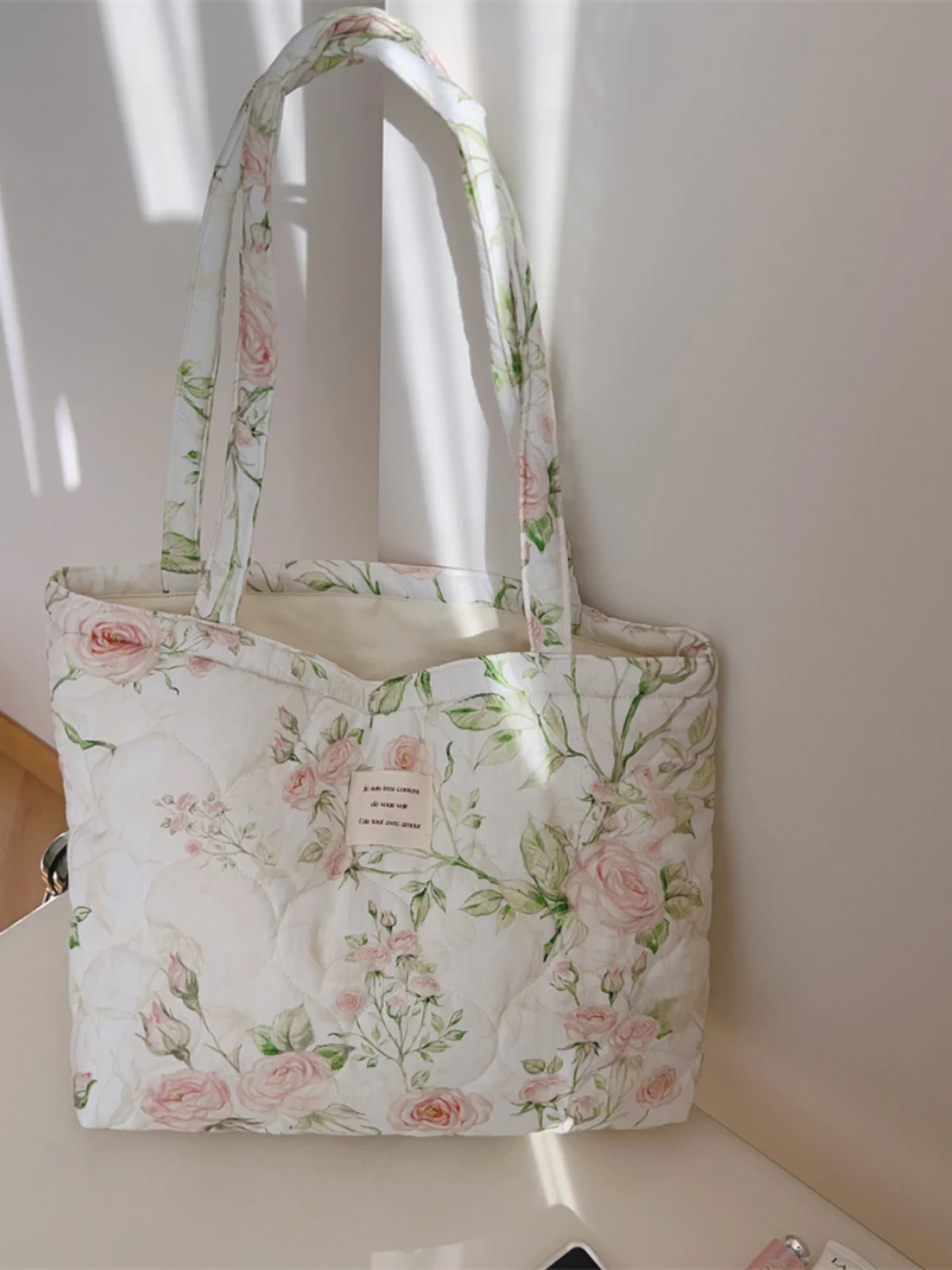 

Thiened Cotton Floral Embroidery Large Capaci Single oulder Bag Casual Sle Travel Storage Women's Handbag Tote Bag