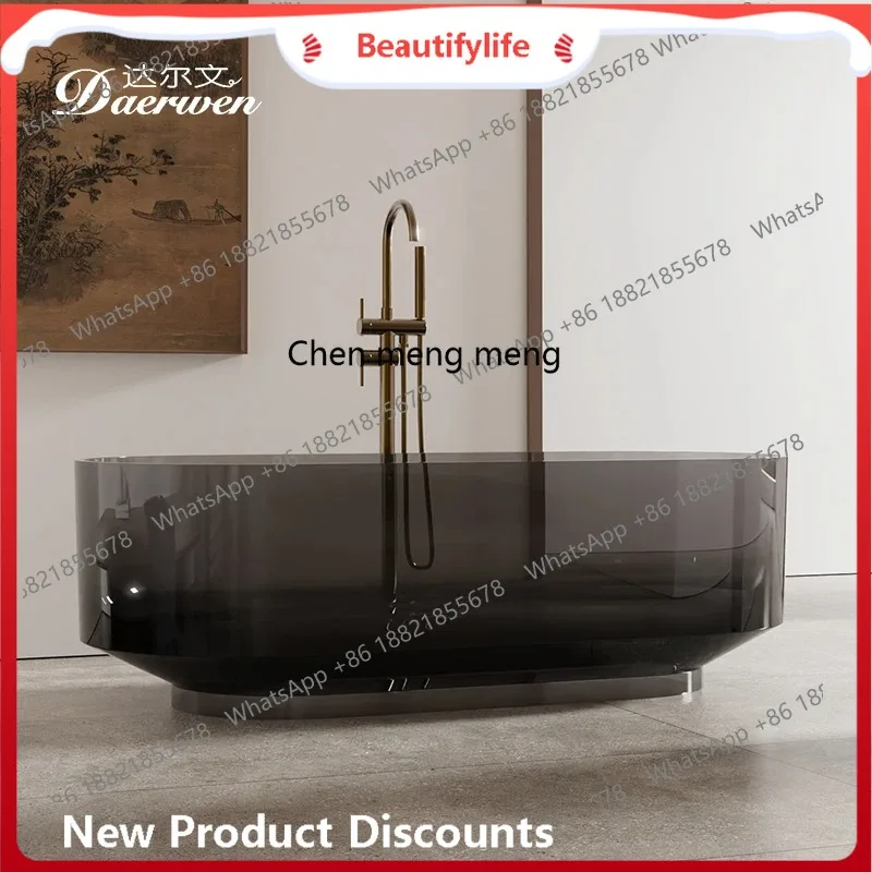 B67 Transparent resin color crystal bathtub oval freestanding one-piece double bathtub bubble pool