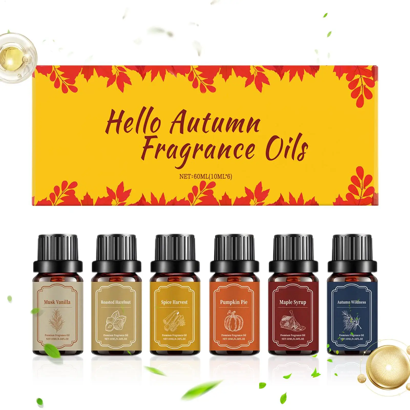 

New 10ml Fall Scents For Candle Making 6pcs Cozy Fragrance Autumn Scented Diffuser OilsFor Air Purifier Candle Making Living