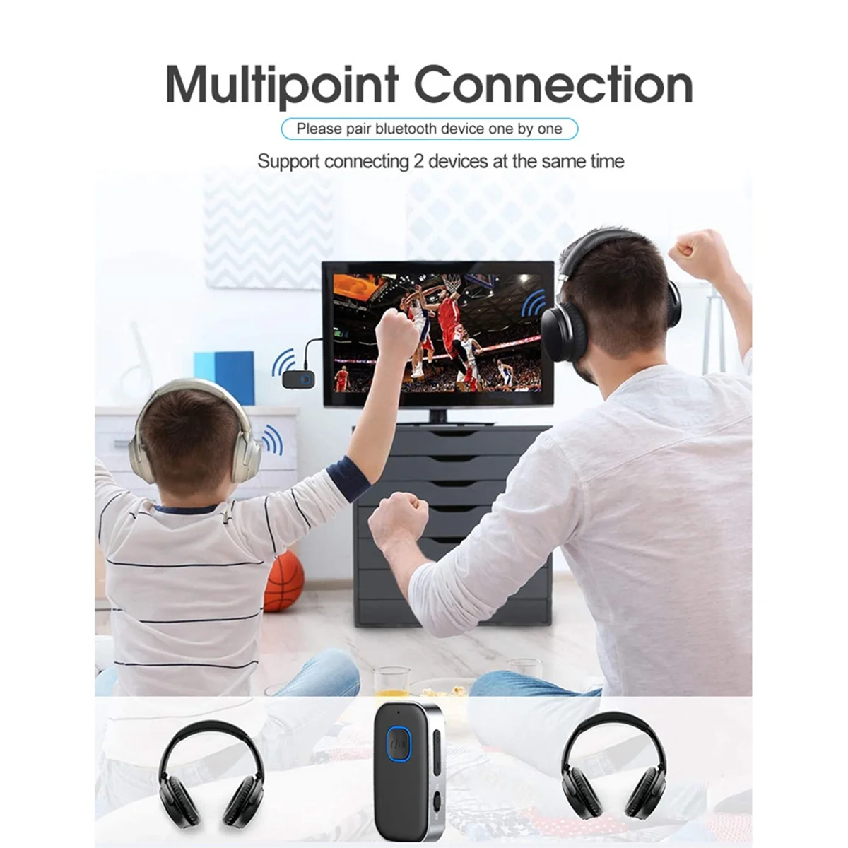 2-In-1 Bluetooth Receiver and Transmitter Portable Wireless Bluetooth 5.0 Audio Adapter for PC TV Car Speakers