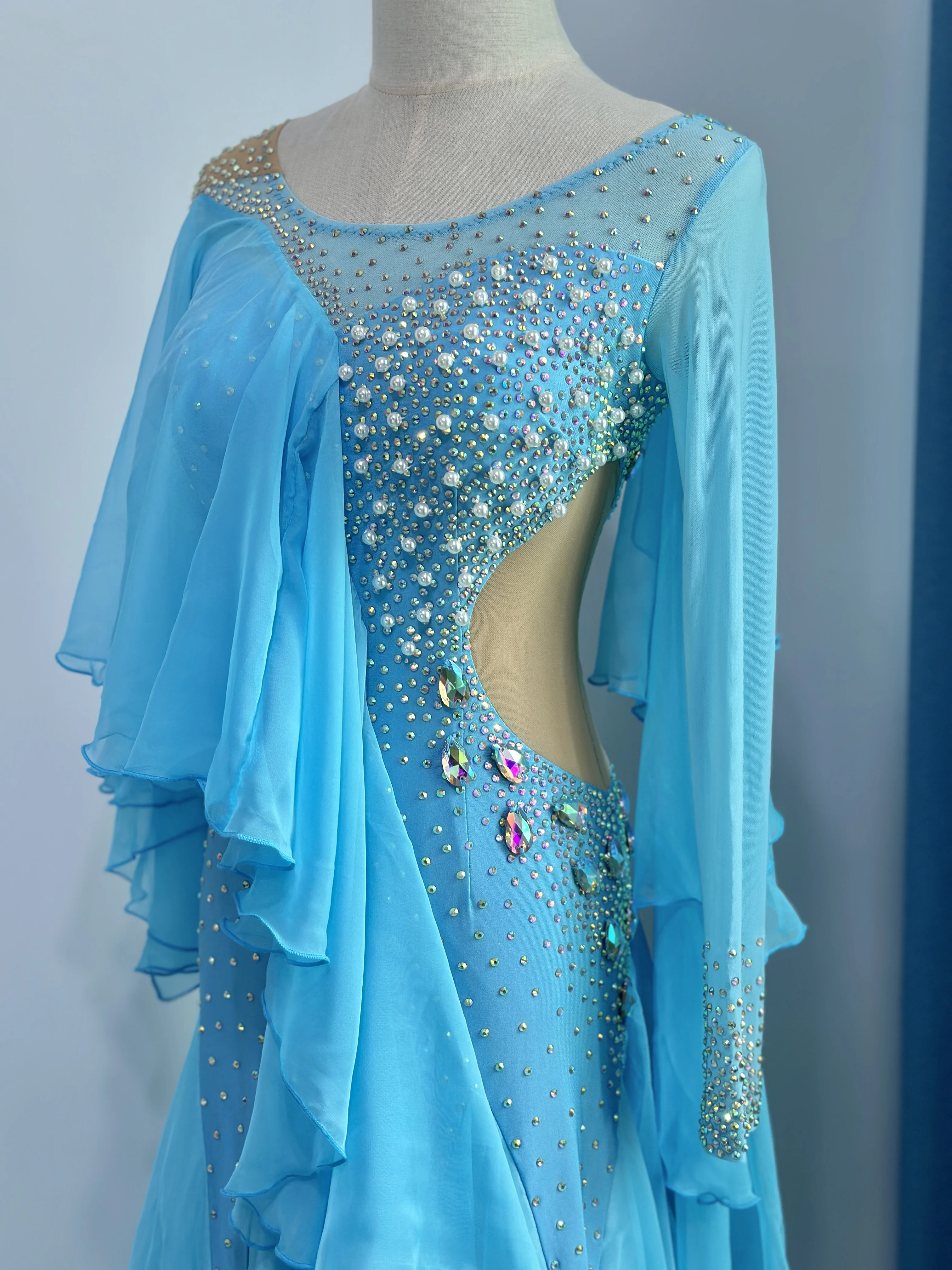 Standard Waltz Dance Dress Elegant Shiny Diamond Tango Ballroom Competition Dancing Costume Women Ballroom Dance Dresses