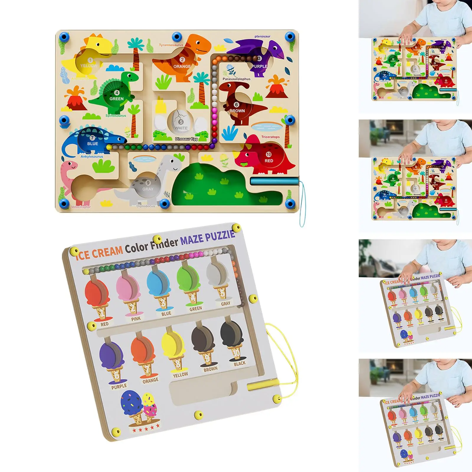 Wooden Magnet Puzzle Game Board Educational Toys Color Matching Learning Counting Puzzles Board for 3 4 5 Years Old Toddlers