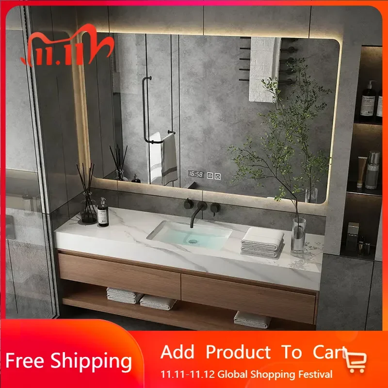 

Storage Bathroom Cabinet Integrated Rock Plate Ceramic Washbasin Bathroom Vanity Cabinets Organizer Gabinete Home Furniture