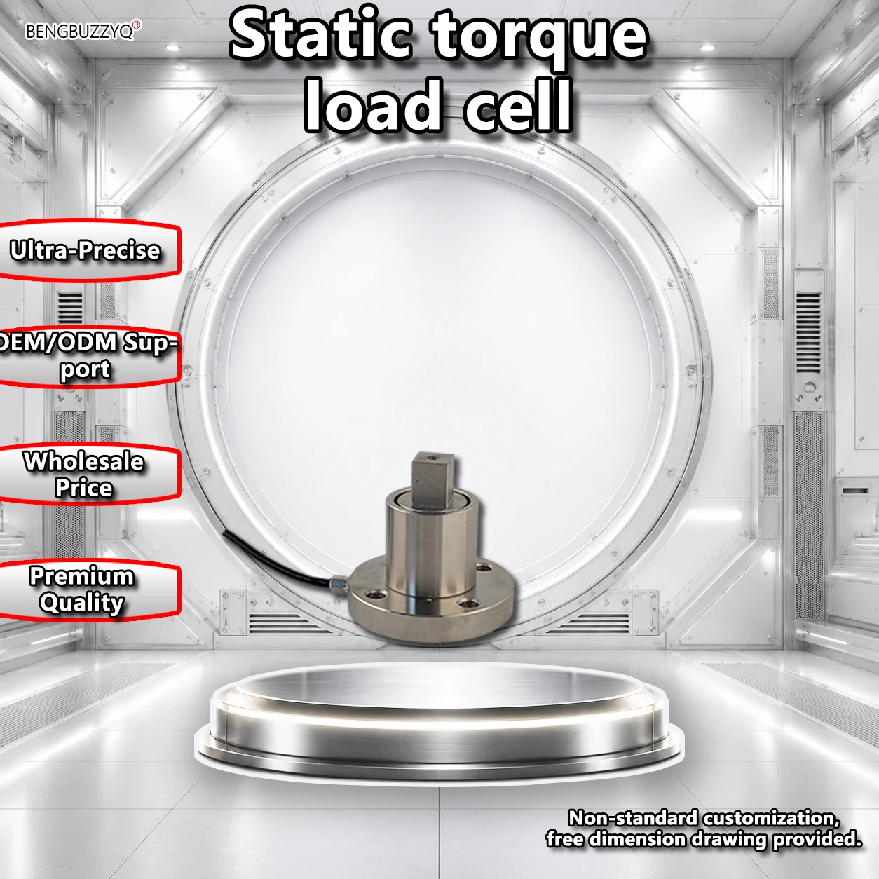 High Precision Static Torque Sensor 0-2000Nm Flange Type Square Drive Torque Transducer for Bolt Tightening Detection