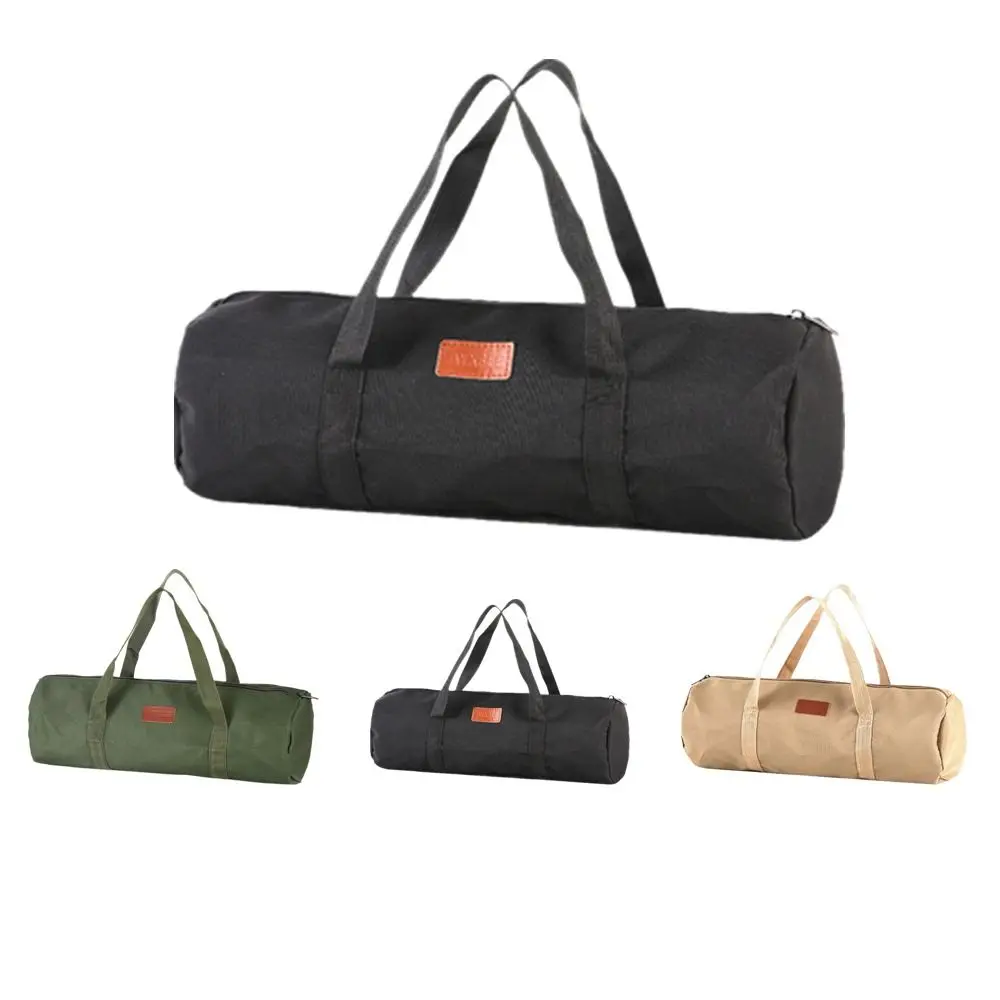 Bolsa de almacenamiento para tienda de campaña de tela Oxford, bolsa cilíndrica, bolsa para estacas de tienda de campaña de gran capacidad con cremallera, bolso ligero para herramientas de senderismo