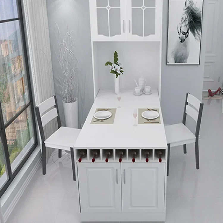 

New Hot Sale New Design Hidden Table on The Wall Pull Out Dining Room Gray Convertible Cabinet Dining Table Bracket Mechanism