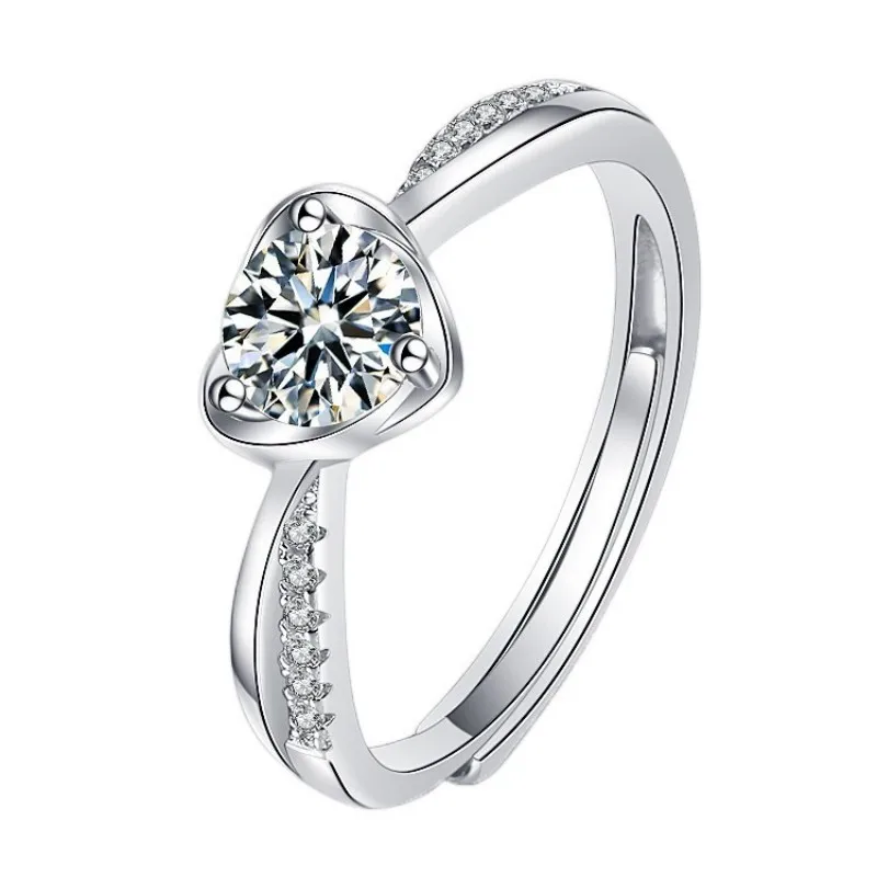 PT950 Platinum Heart-Shaped Ring Women's 0.5Ct Moissanite - High-purity texture, 1ct eye-catching, thoughtful gift