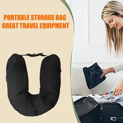 Funda de almohada de viaje multifunción para el cuello, bolsa de almacenamiento de almohada de avión, almohada de viaje rellena con ropa