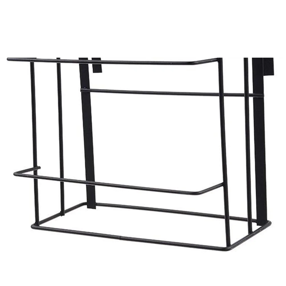 

Black Wall-Mounted Cutting Board Holder Iron Kitchen Utensil Organizer Double Layer Hanging Rack Cabinet Door Storage Dishcloth