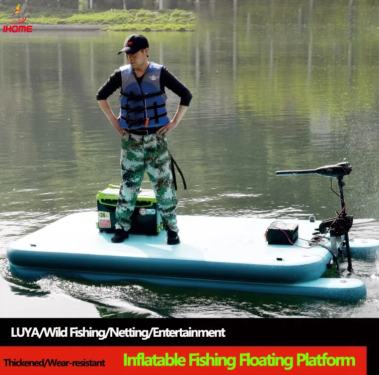 2~4m Fishing Platform with Motor Set Fishing Spreader Boat Water Floating Inflatable Magic Carpet Flatboat (Support DIY Size)