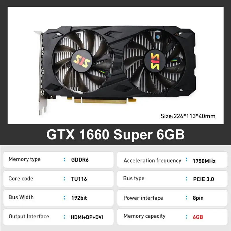 Top GTX1660 Super 6GB rx 580 GTX 1660 S Super Gaming Graphics Card Video Card NVIDIA GPU GeForce RTX 2060Super placa de vídeo