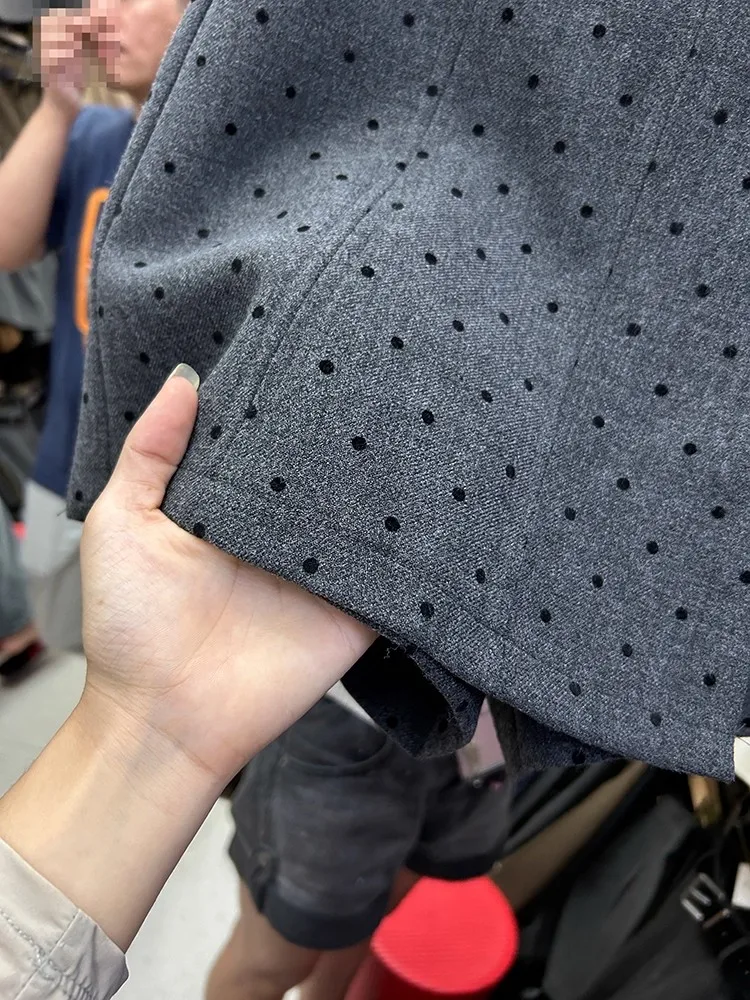 plus Size Retro Polka Dot Woolen  Skirt Women's A-Line Skirts Slimming High Waist Commute Autumn Winter New Style