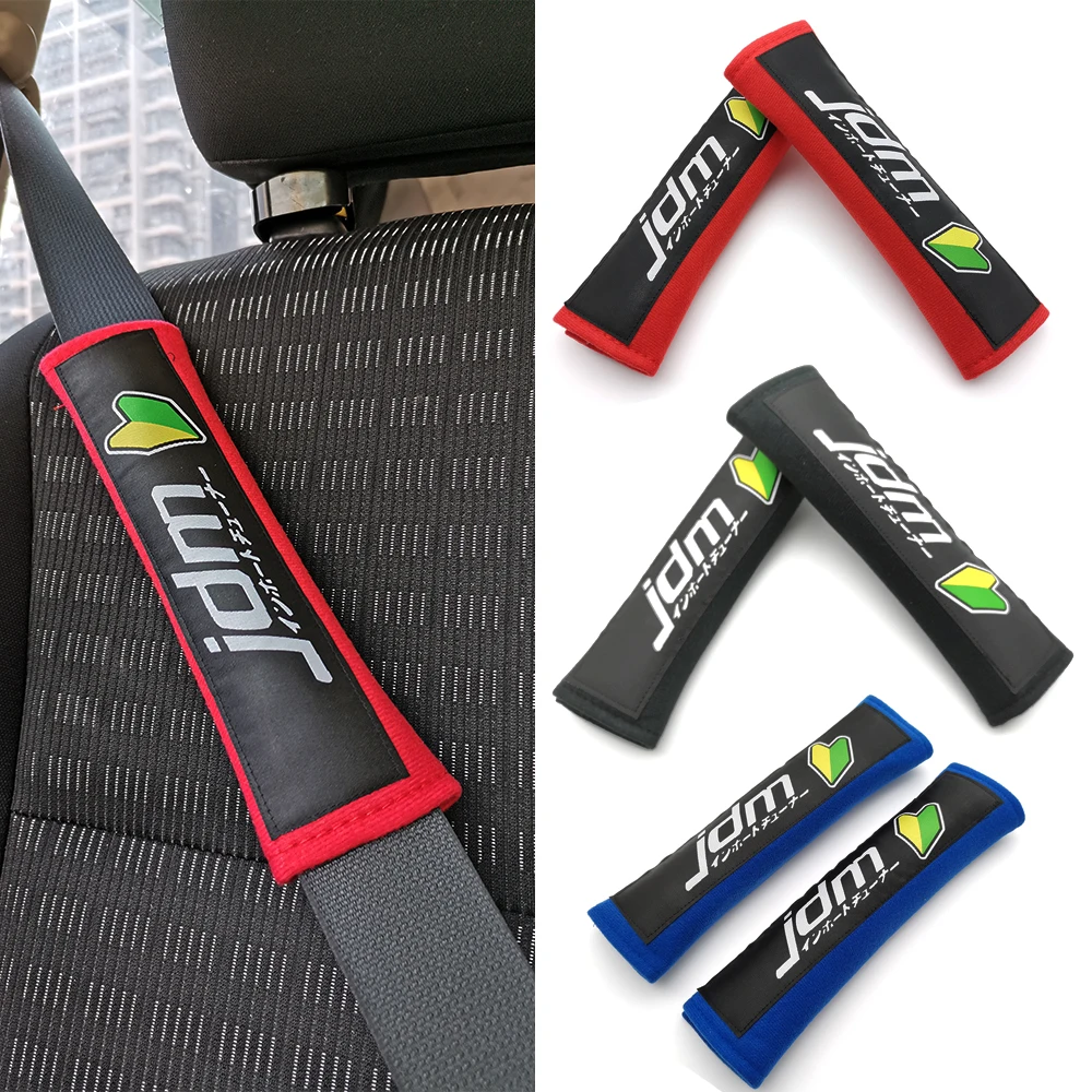 Image of 2 stücke jdm Stil Baumwolle Auto Sicherheits gurt bezug weiche Gurt polster Schulter polster Universal Soft Stoff Schulter kissens chutz