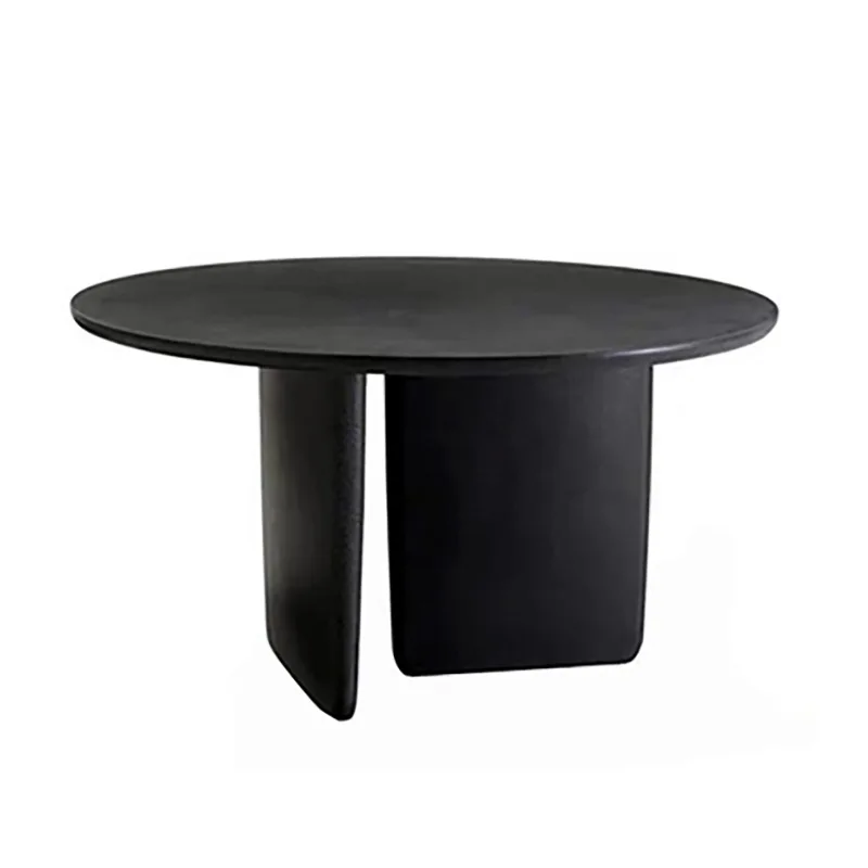 

Naturalistic medieval black solid wood dining table, apartment B & B wabi-sabi wind round dining table, household