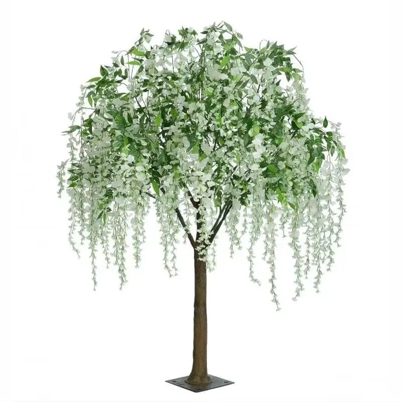 Tall Artificial White Wisteria Tree Large Simulated Plant for Outdoor Garden Decoration
