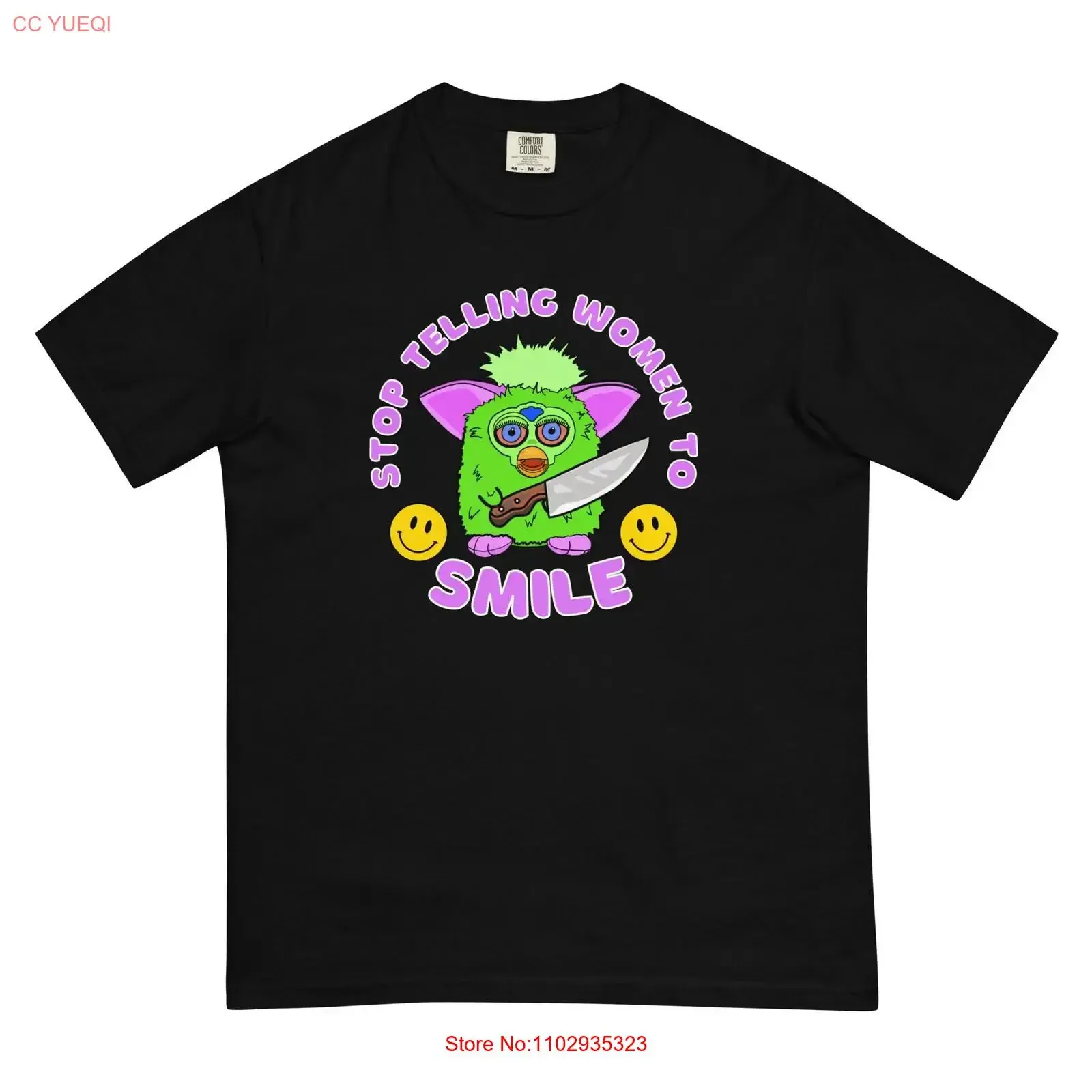 Stop Telling Women To Smile Furby Camiseta vintage Lavada Cómoda Versátil Gráfico unisex Ropa de diseño ligeramente Suave