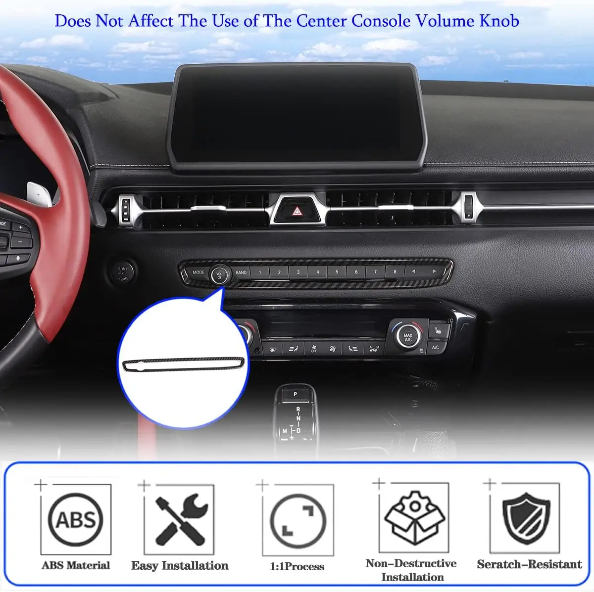 

1PCS Carbon Fiber Car Center Control Volume Knob Button Frame Trim For Toyota GR Supra MK5 A90 A91 2019-2025 Cover Accessories