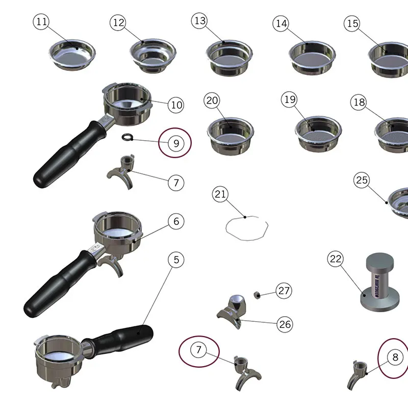 Made in Italy, original Lamarzocco semi-automatic coffee machine handle splitter nozzle single or double fixed rubber ring