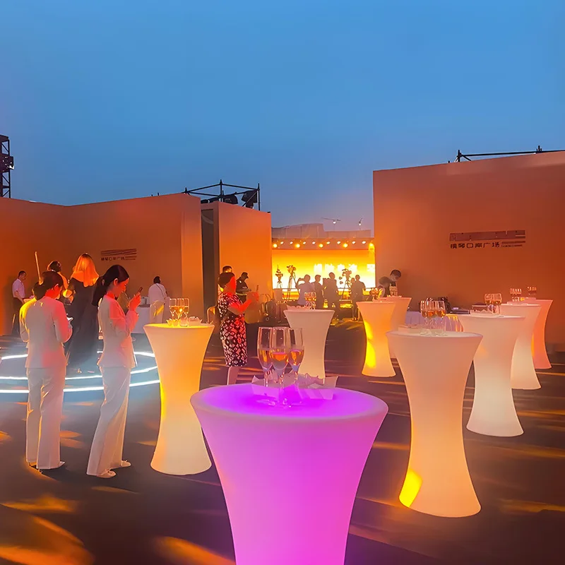 

Luminous bar table and chairs Commercial casual high table Outdoor outdoor event Movable cocktail table