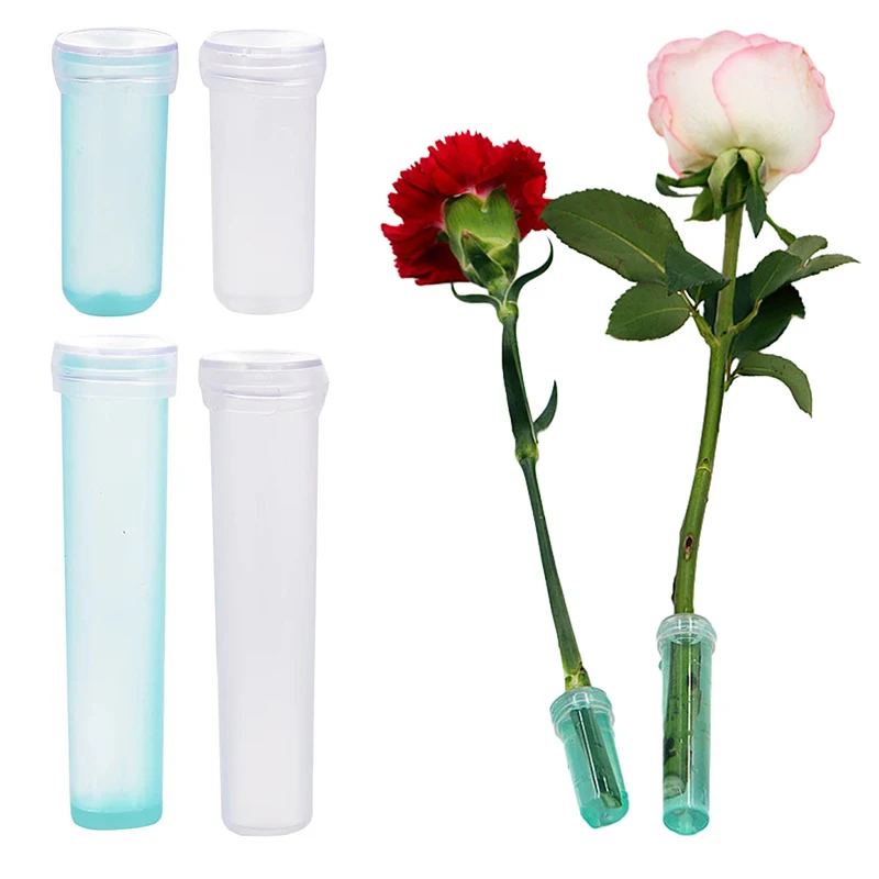 20Pcs Kunststoff Frische Blume Ernährung Rohr Mit Kappe Wasser Lagerung Rohr Halten Frische Hydrokultur Behälter Floral Wasser Rohr