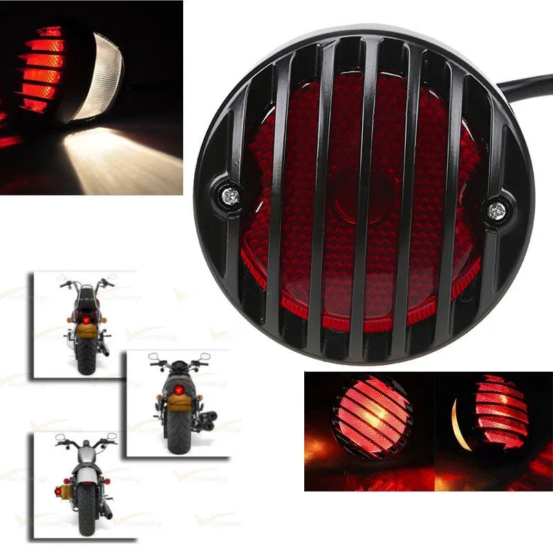 1Pcs Moto Brake Lamp Round Motorcycle Tail Light Motorbike Running Lamps Universal Fits Most Motorcycle Street Biker Accessories