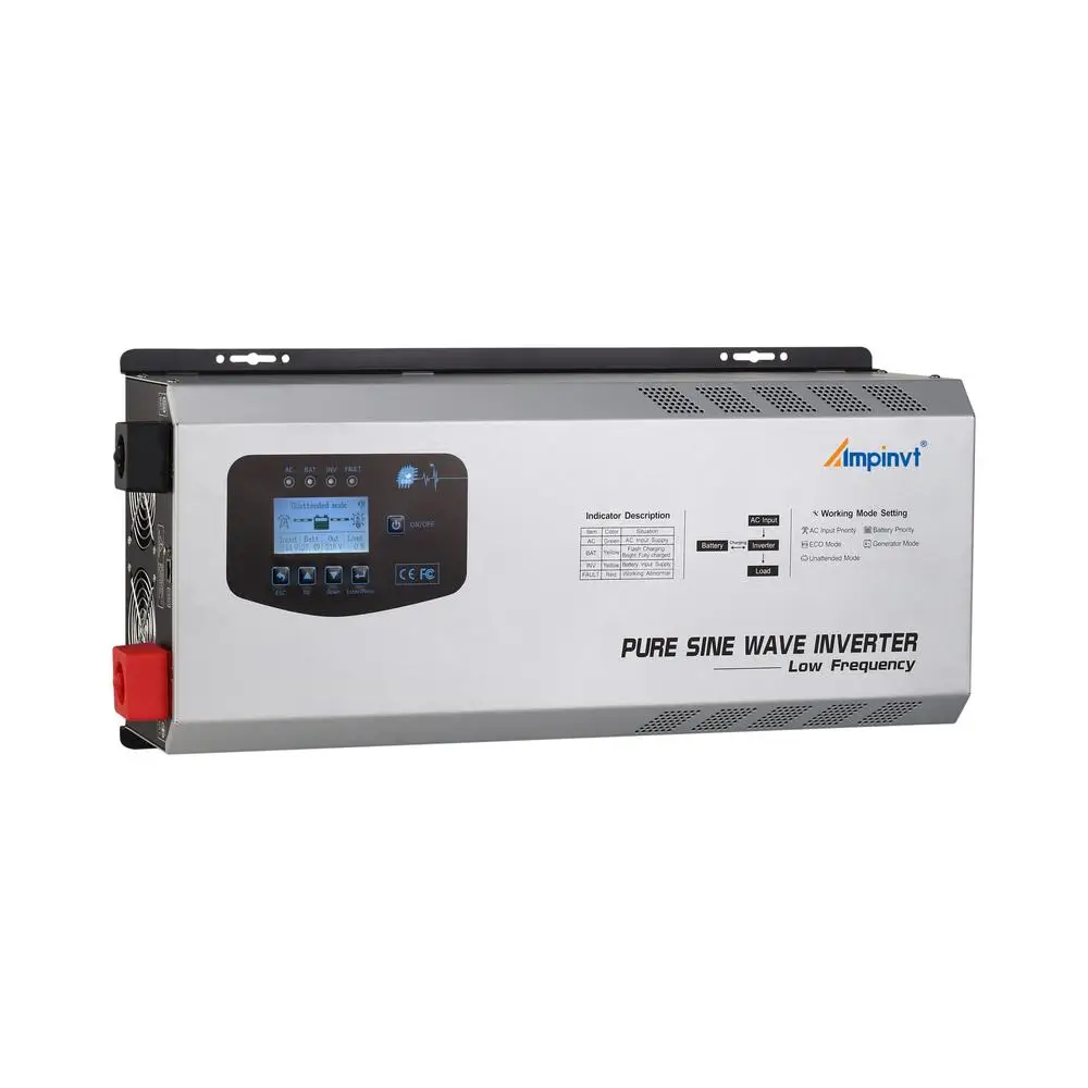 Split Phase Pure Sine Wave Power Inverter 18000W Peak 48V DC 120/240 VAC Battery Charger Off Grid Low  FT-6000W48V