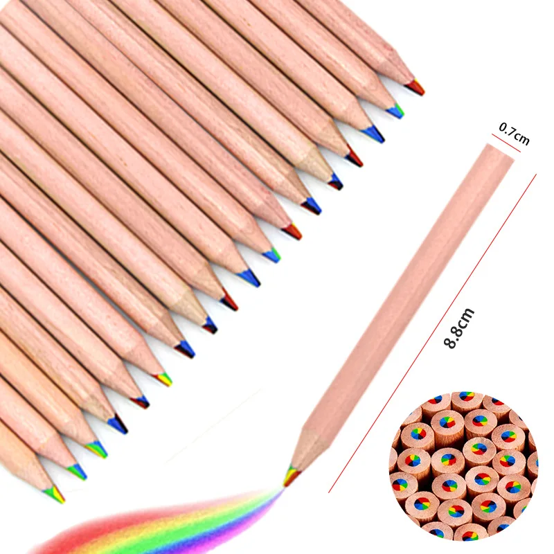 6pcs/12pcs Pack 7 Color Rainbow Pencils Multi-color Mixed Magic Student Drawing Pencils