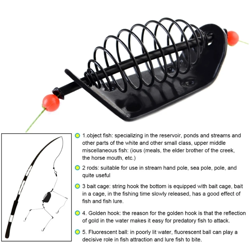 20-100g Carp Fishing Tackle Accessories Fishing Baits Cage Steel Wire Fishing Feeder with Holder Baits Cage Fishing Tool