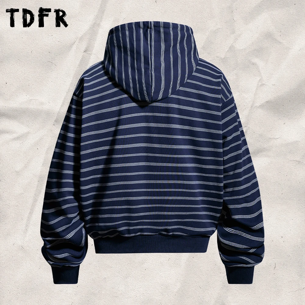 Horizontal Stripes Sweatshirts Mens Autumn Kangaroo Pocket Casual Loose Long Sleeve Sports Hoodies Outerwear Men