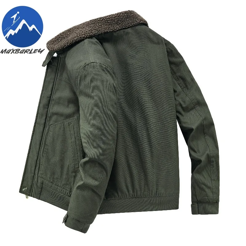 Maxbarley Mens Padding Coat Turndown Collar American Style Lightweight Padded Jacket Plus Size Hiking Warm Lamb Fleece Jackets