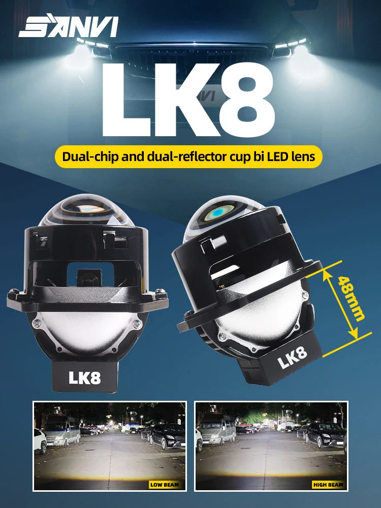 SANVI 2 SZT. Soczewki Projektorowe Bi LED 3.0'' do Reflektorów Samochodowych Światła Drogowe do Hella 3r G5 Ulepszenie Lamp Samochodowych Akcesoria — 2