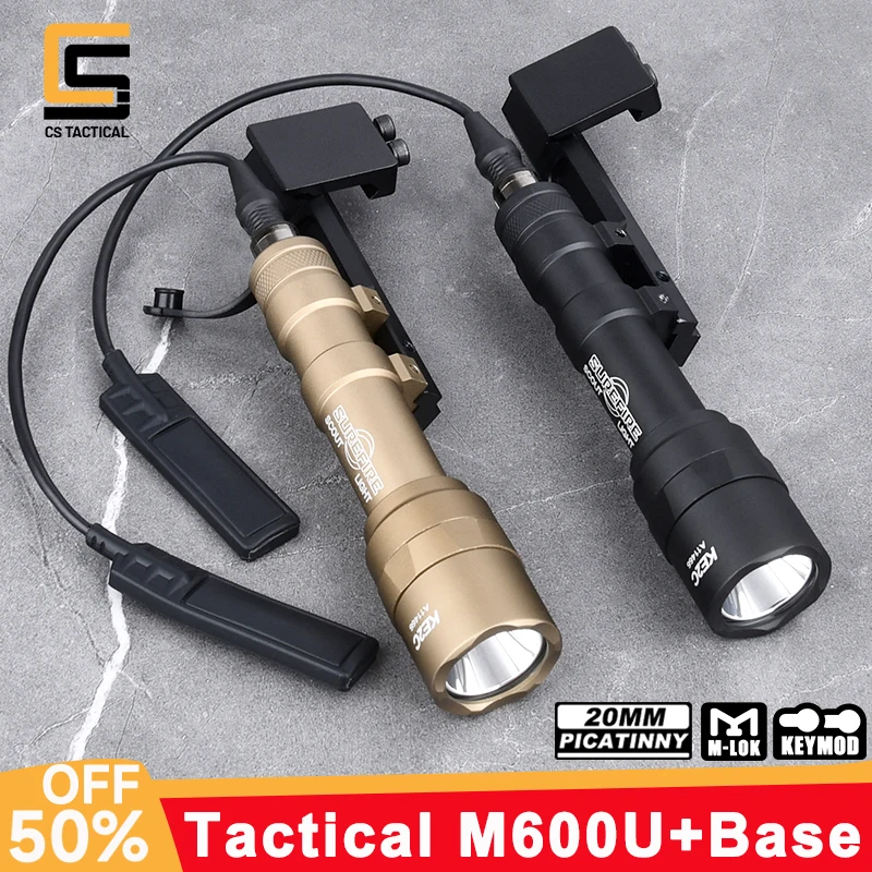 

WADSN SF M600 M600U Flashlight 800lumens White Light Metal Offset Mount Base Fit 20MM Picatinny Rail Airsoft Scout Accessories