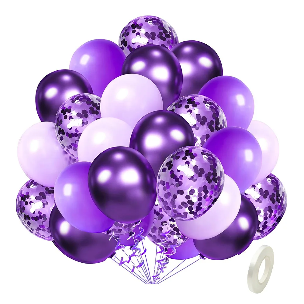 

40Pcs Purple Latex Balloons Set 12inch Purple Confetti Balloons for Birthday Bridal Shower Wedding Party Decorations