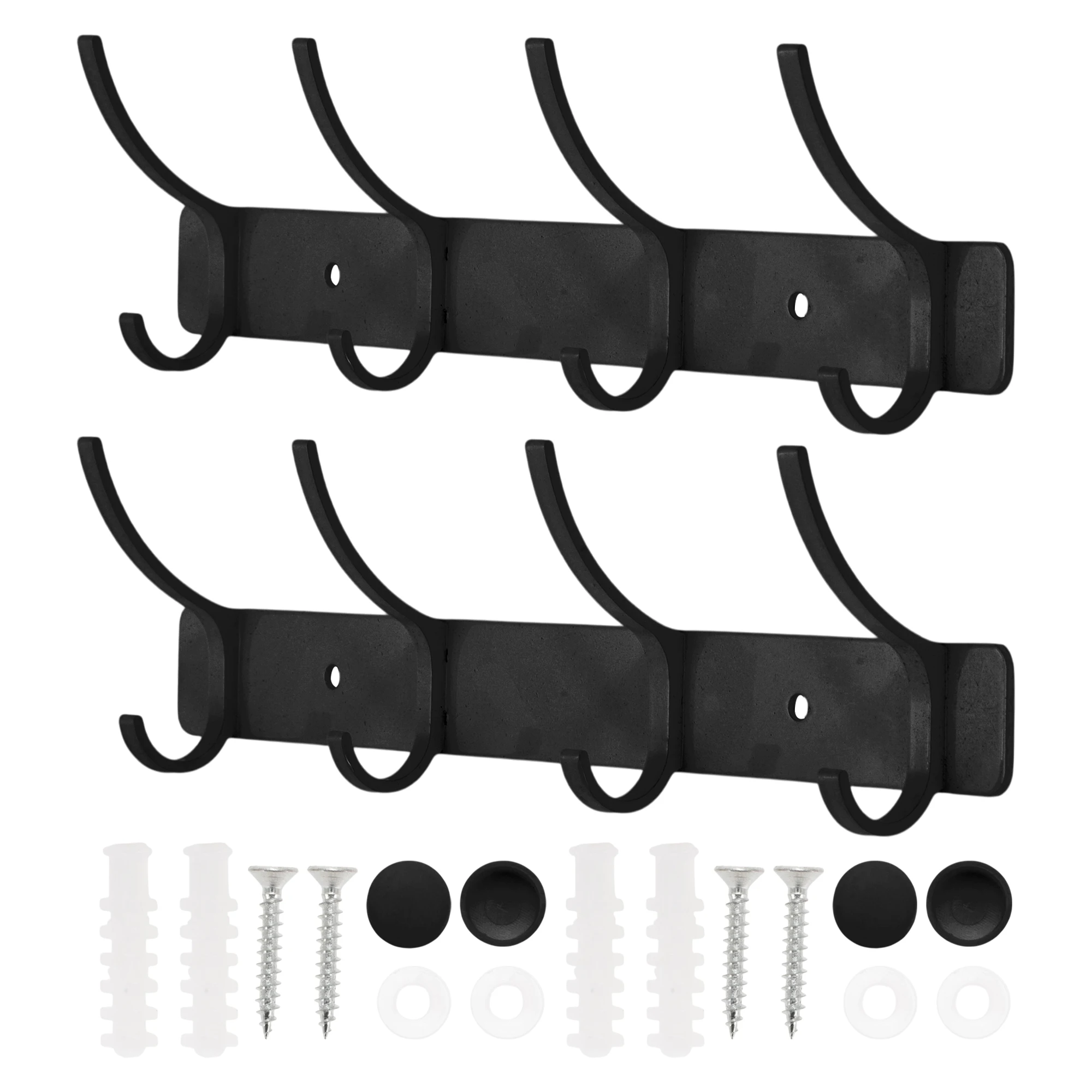 

Uxcell 2 Pcs Coat Rack Wall Mount, Coat Hooks Wall Mount, Wall Hooks for Hanging, Hat Rack with 4 Hooks for Wall, Towel Hooks for Bathrooms, Black
