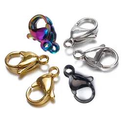 100pcs 20pcs 9-15mm Stainless Steel Colorful Lobster Clasps Punk Chain Claw Connectors for Bracelets Necklace DIY Jewelry Making