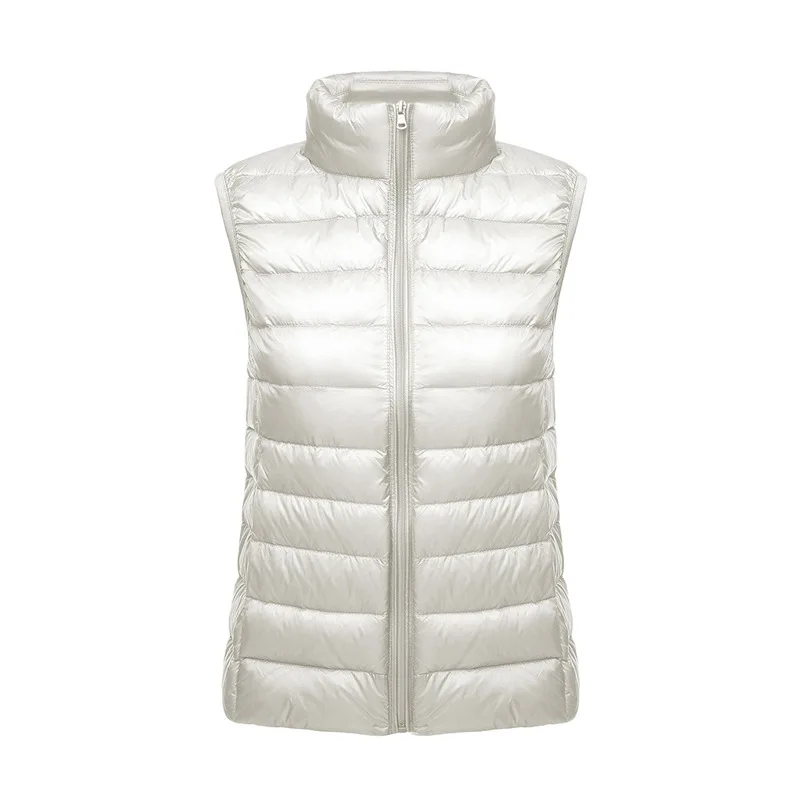 Blanc col montant femmes sans manches vers le bas gilet manteau hiver mince mince affaires gilets blanc bleu noir rouge femmes gilet 3XL