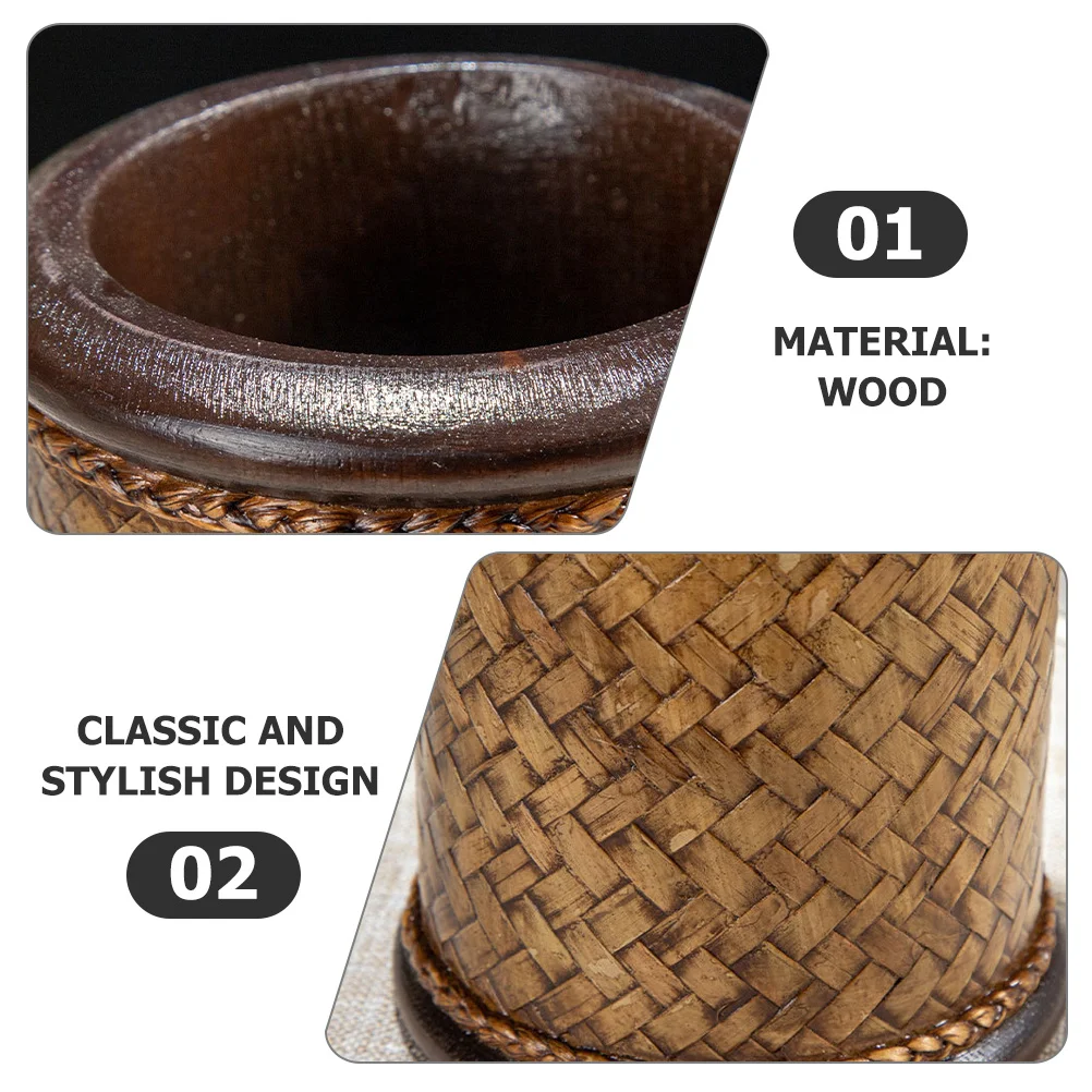 

Wooden Pencil Holder Sturdy Vintage Design Large Capacity Desk Organizer Pen Holder Classroom Accessory Woven Pen Cup