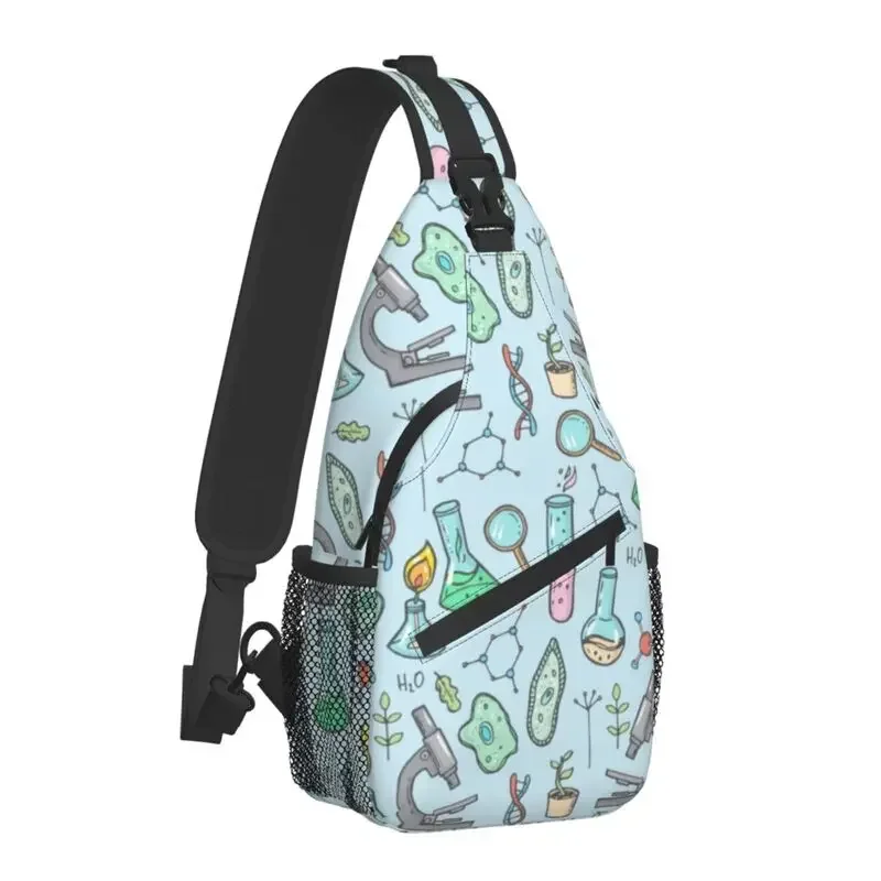 Casual Biology And Chemistry Crossbody Sling Backpack Men Natural Science Studies Shoulder Chest Bag for Camping Biking