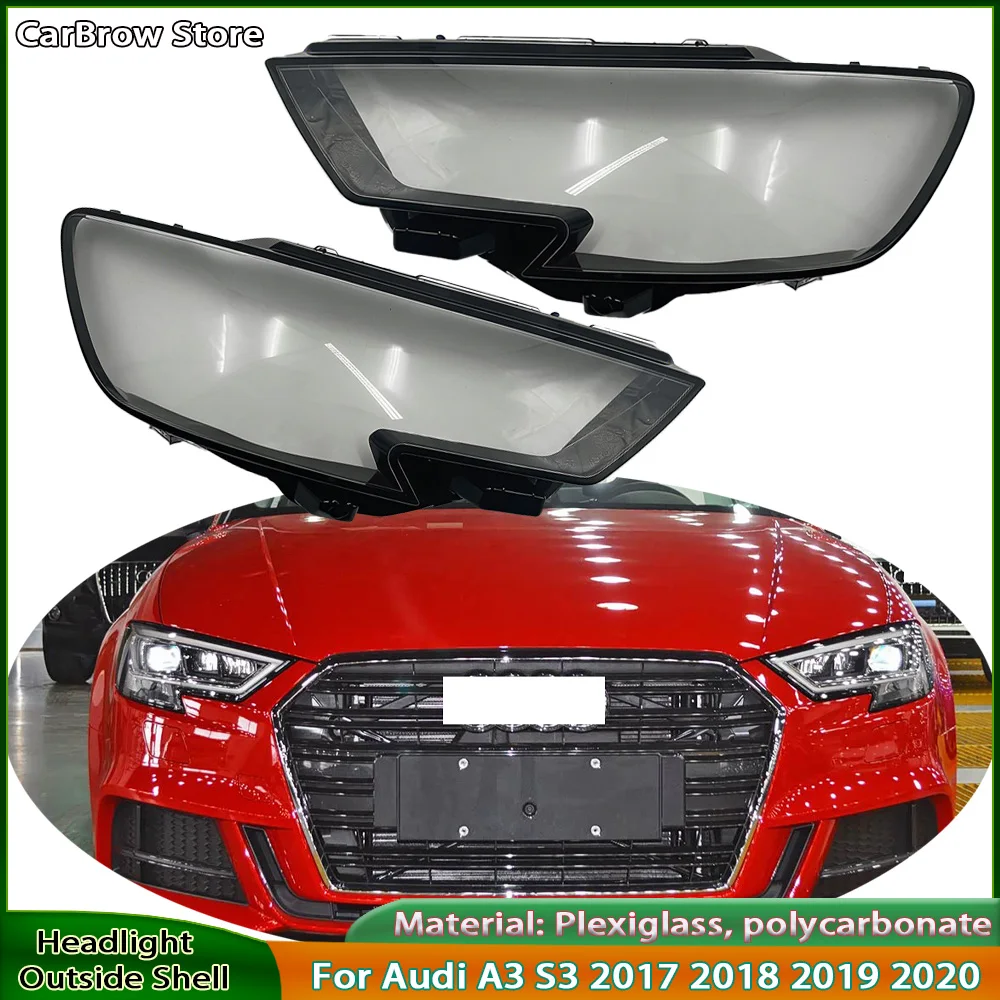 

For Audi A3 S3 2017 to 2020 Car Headlamp Assembly Lens High/Low Beam Bulb Transparent Clear Housing Headlight Cover Light Shell