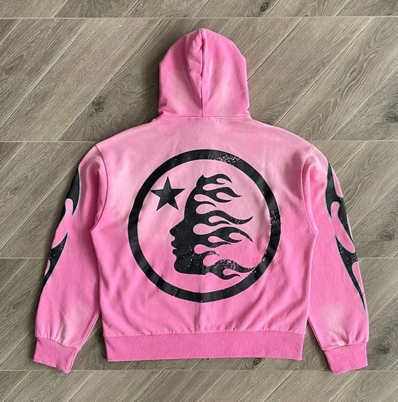 24ss  Casual Pink Washed Hoodie Top Quality Logo Printing Oversized Mens Jackets Women Hooded Pullovers