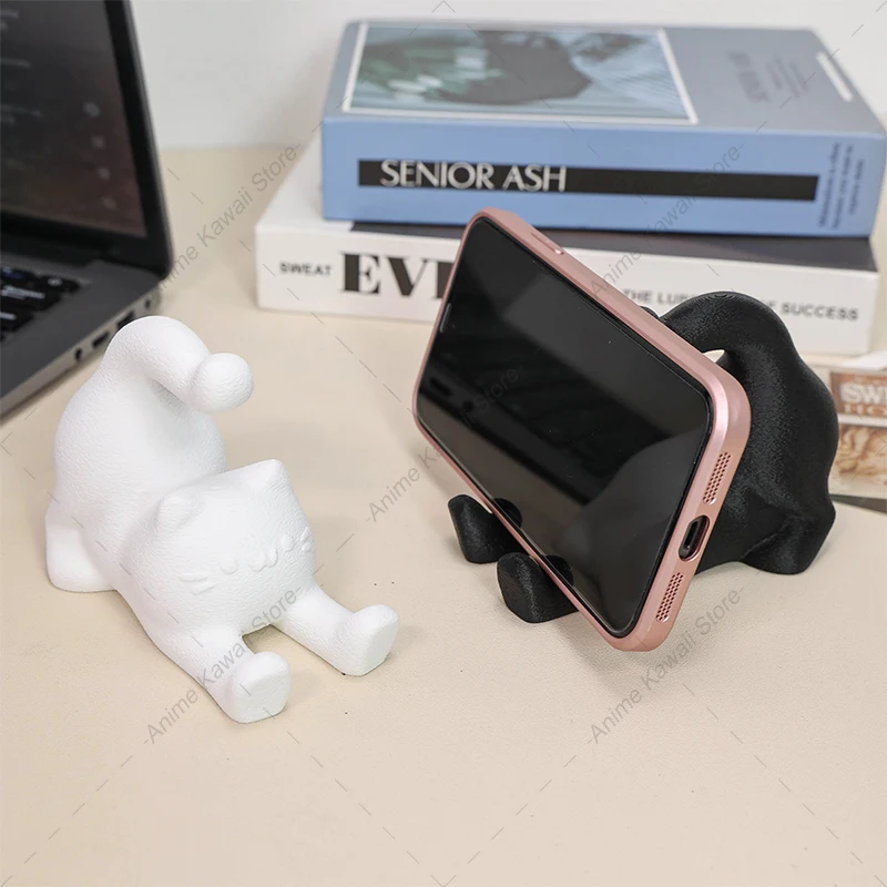 Niedliche Dehnbare Katzen-Actionfigur Statue 3D-Gedruckte Katzenform Handyhalterung Auto-Dekoration Figurenmodell Spielzeug Geschenke