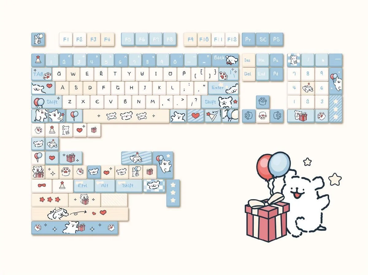 MOA Keycap Cute Puppy Keycaps Set of Keys Customization Gift PBT Keycaps Gift Cap Dye-Sub Mechanical Keyboard Keycap MX Switch